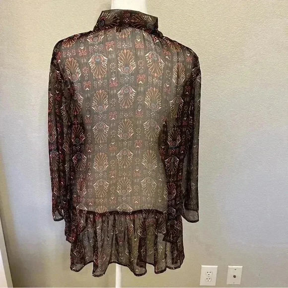 Kut from the Kloth sheer black long sleeve blouse size medium - Picture 9 of 10